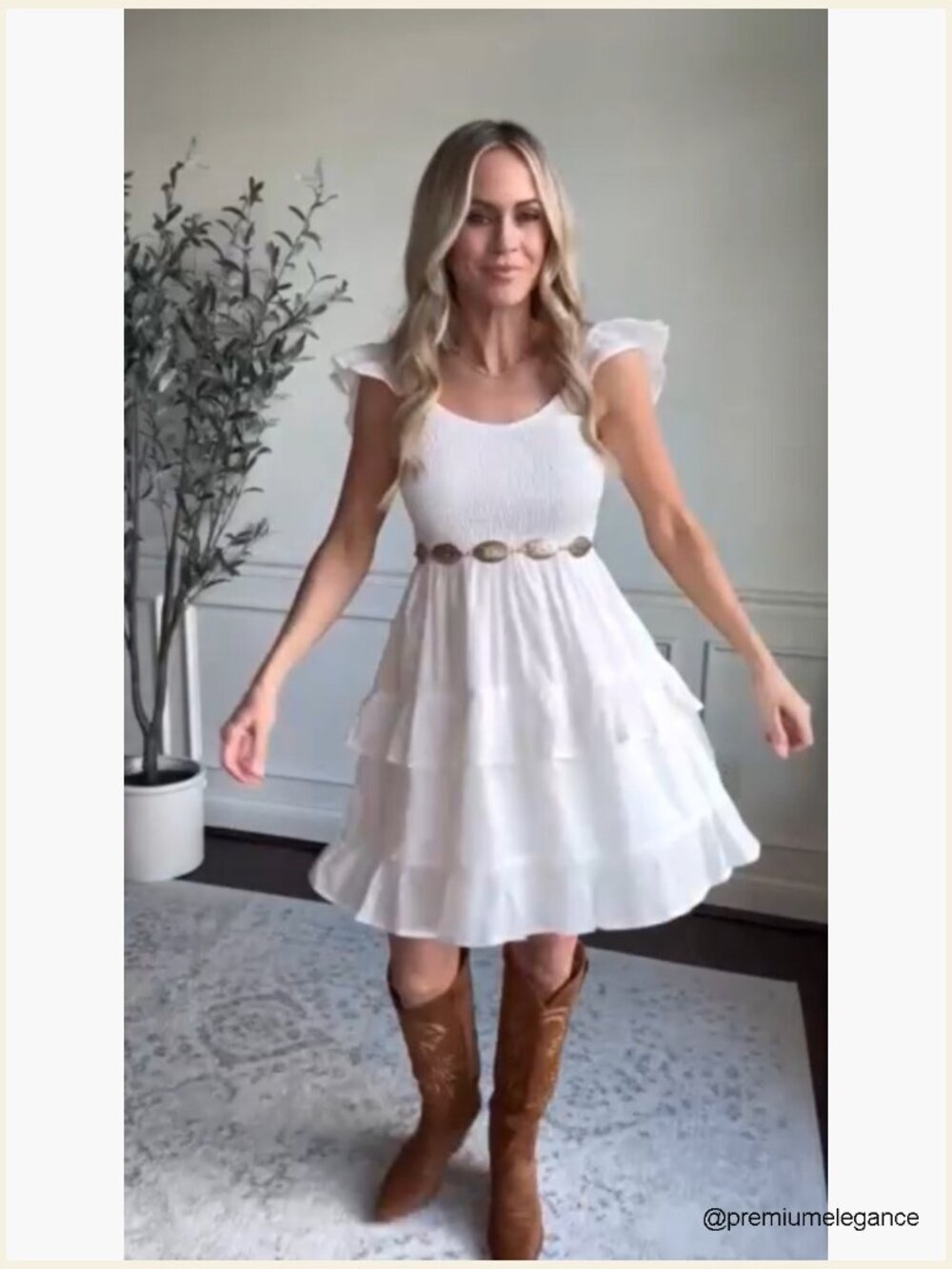 Summer Boho Smocked Ruffle Mini Dress Layered Swing Casual Beach - Picture 4 of 7